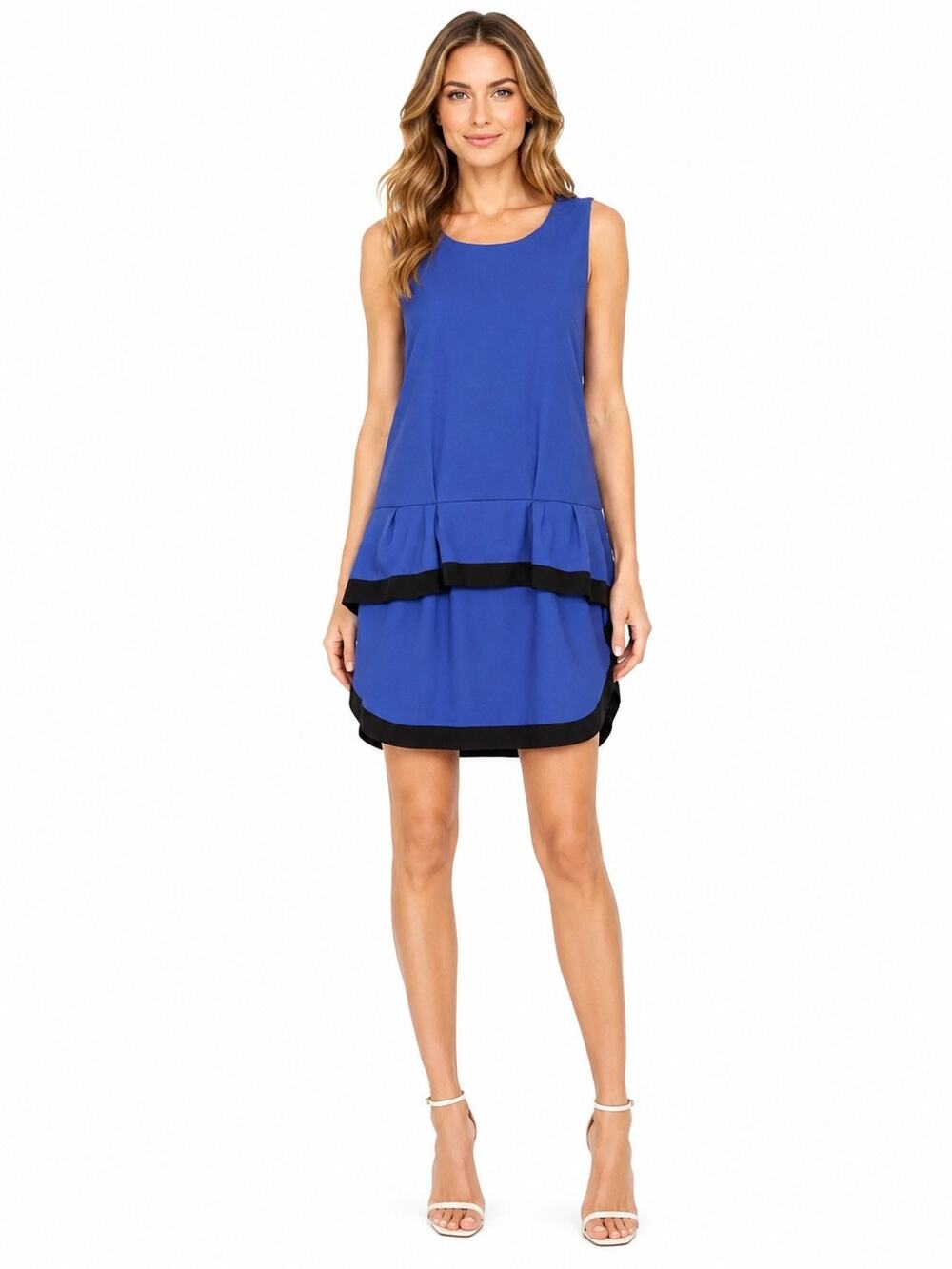 THAKOON Addition Ruffle Drop Waist Shift Dress Sleeveless